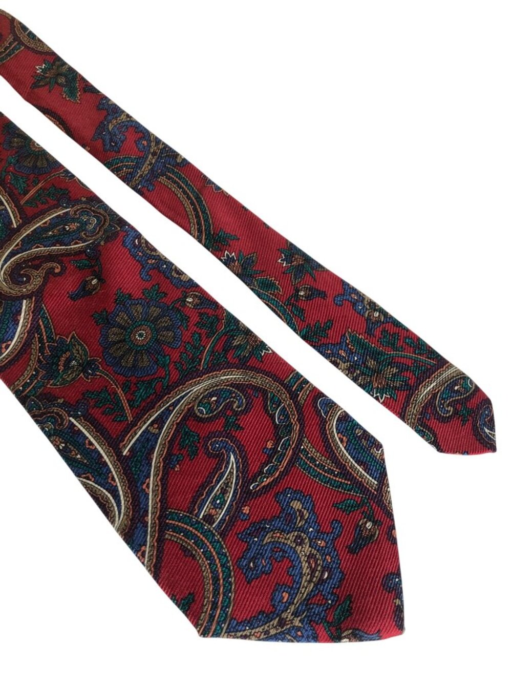 Norm Thompson Red Paisley Silk Tie USA Vintage Mens Nectie Office Formal Gift